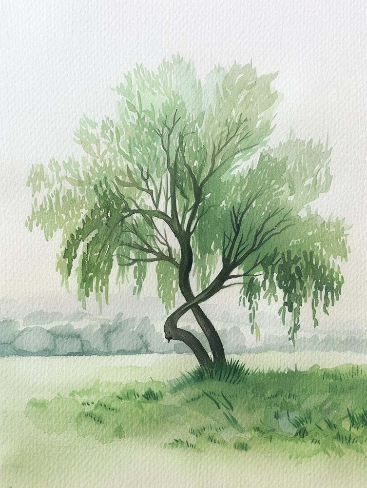 Willow Tree Atmospheric Watercolour Painting 6
