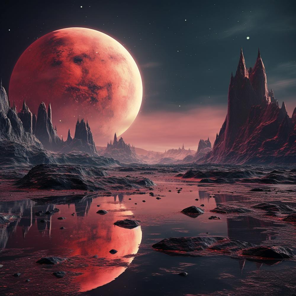 An Alien Planet With Red Sky 1:7