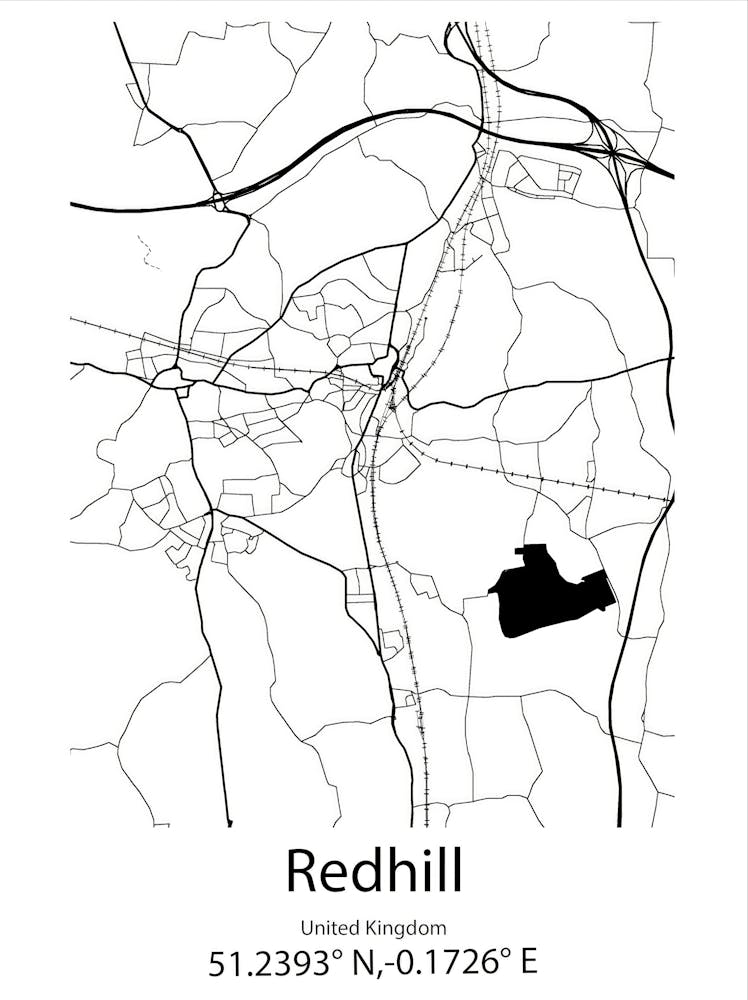 Redhill, United Kingdom Minimalistische Karte