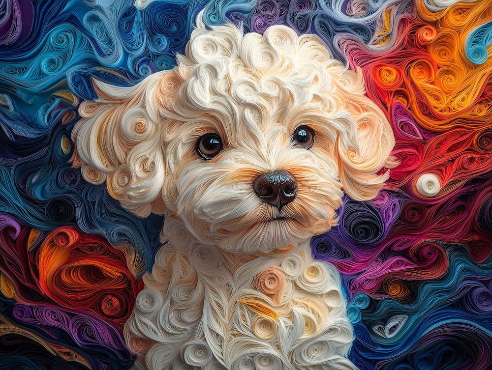 Bichon Frise Paper Quilling Dog Portrait
