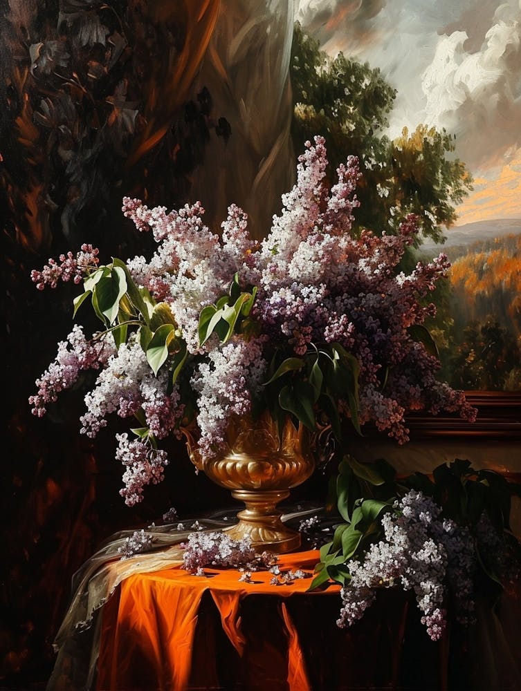 Baroque Floral Still Life Lilac 4