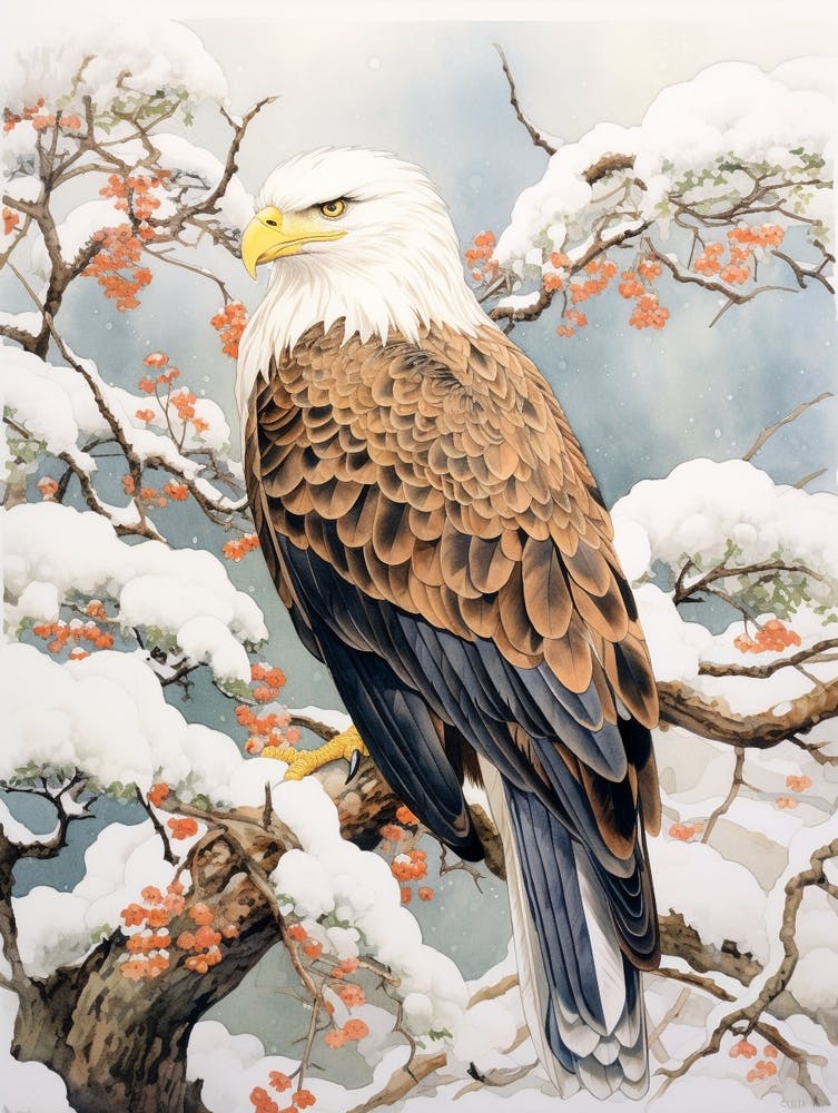 Winter Bird Painting Bald Eagle 2