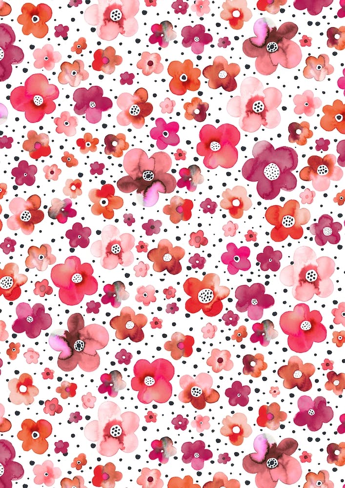 Dots Naive Flowers Red