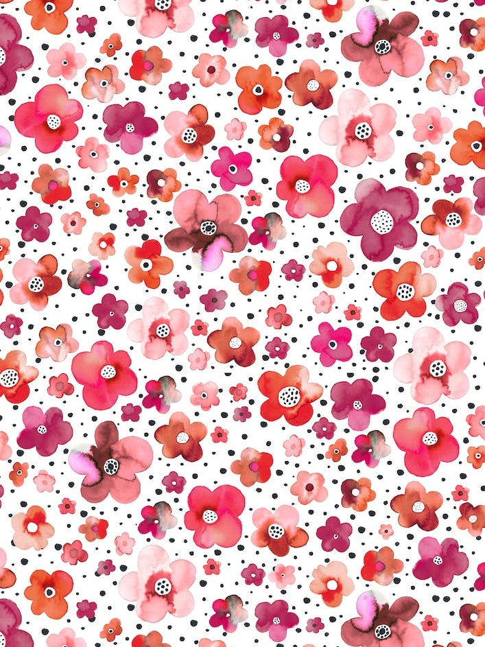 Dots Naive Flowers Red