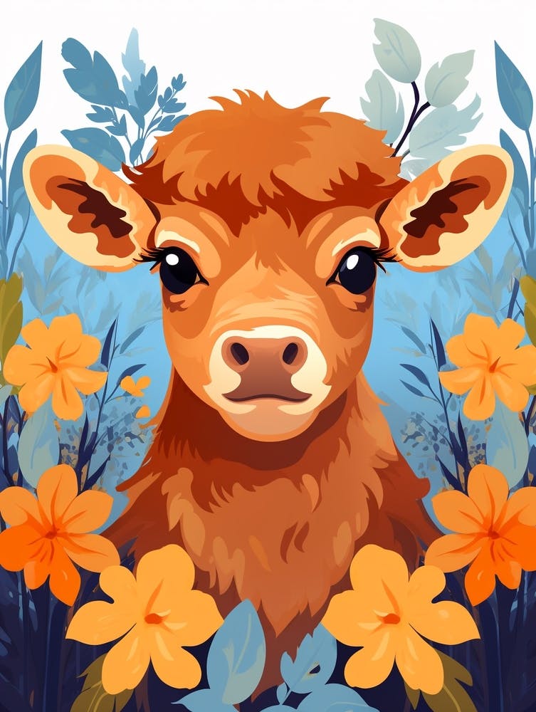 Baby Animal Illustration  Bison 1
