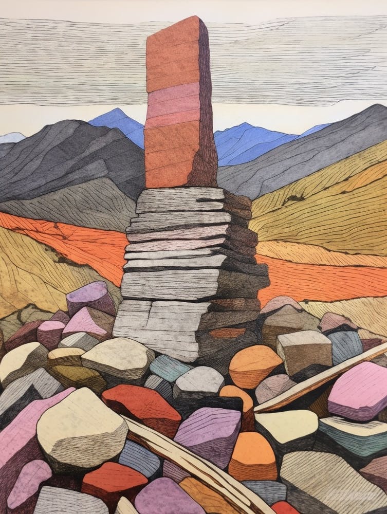 Cairn Gorm Scotland Colourful Mountain Illustration