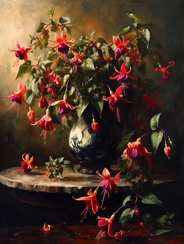 Baroque Floral Still Life Fuchsia 2