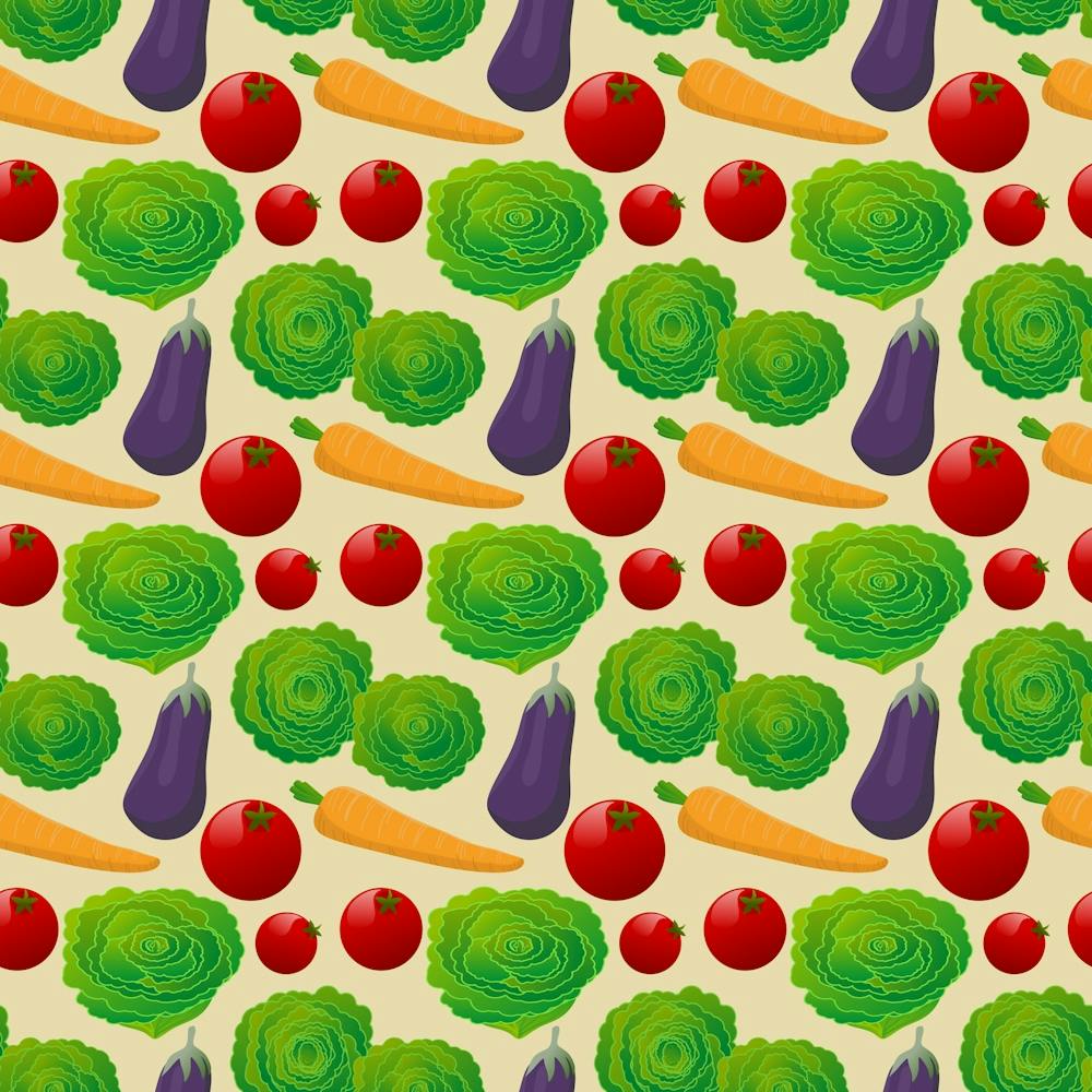 Pattern Texture Seamless Vegetables Plants Tomatoes Lettuce Eggplant Carrot Red Green Food Salad Healthy Vitamin Nutrition Tasty To Cook Colorful Vegetable Garden Nature