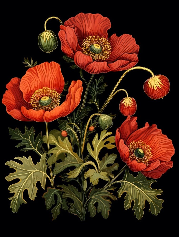 Islandmohn 3 William Morris Stil Winterblumen