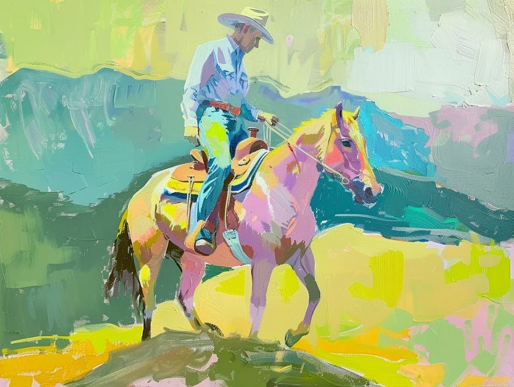 Neon-Cowboy in den Rocky Mountains 7 Gemälde