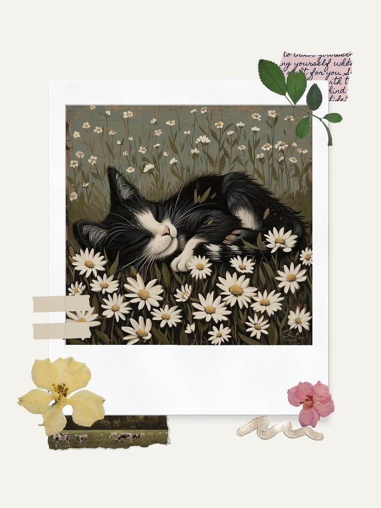 Scrapbook Sleeping Kitten Fairycore Painting 3