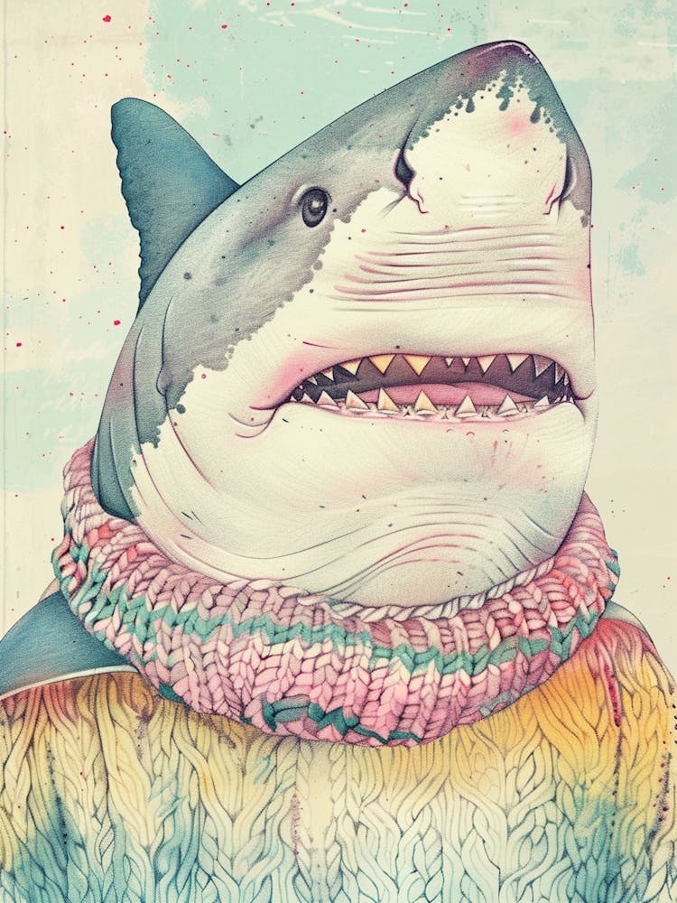 Shark In A Knitted Jumper Illustration 2