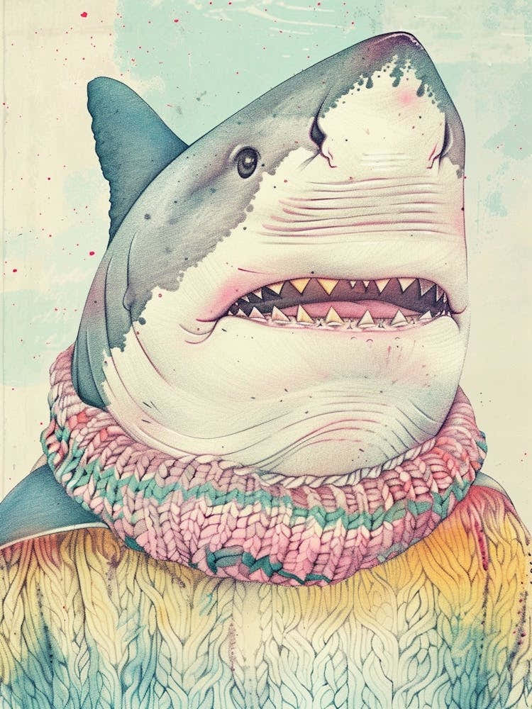 Shark In A Knitted Jumper Illustration 2