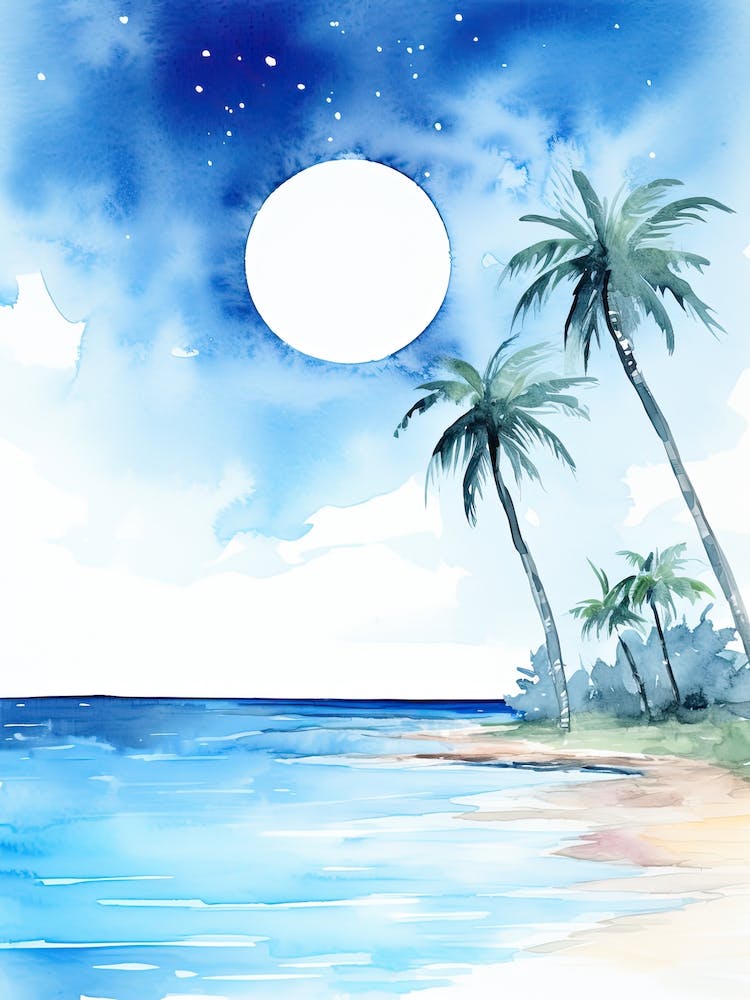 Aquarell von Grace Bay Beach Providenciales Turks And Caicos Islands 1