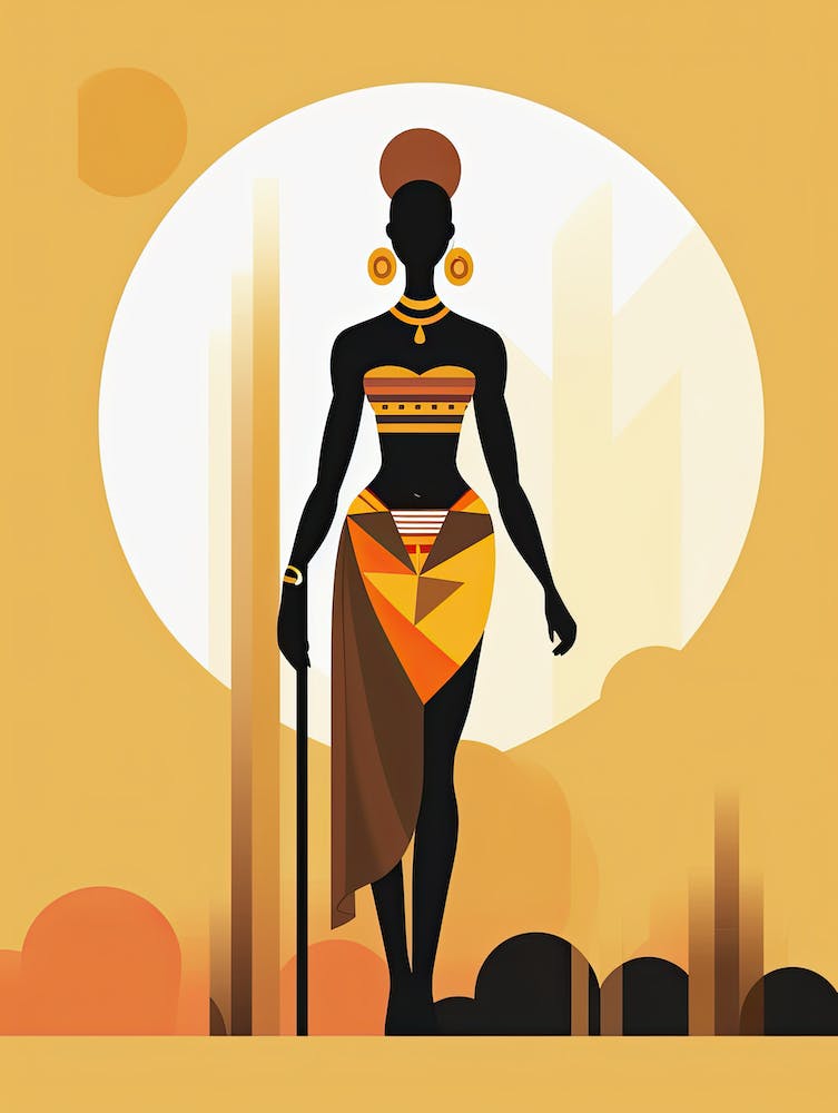African Tribal Woman in Simplified Form