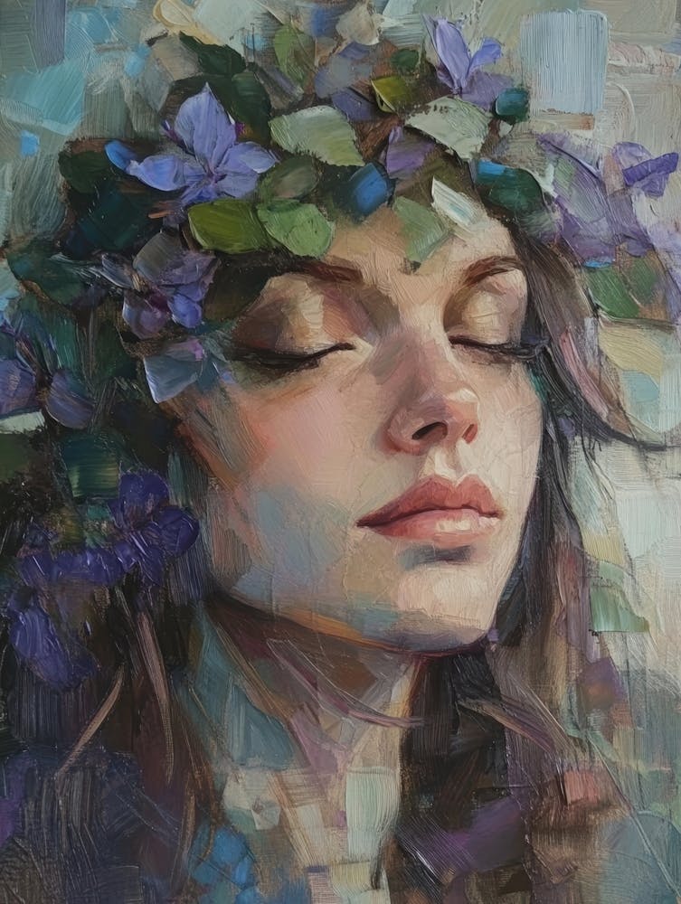 Woman With Flowers On Her Head 19