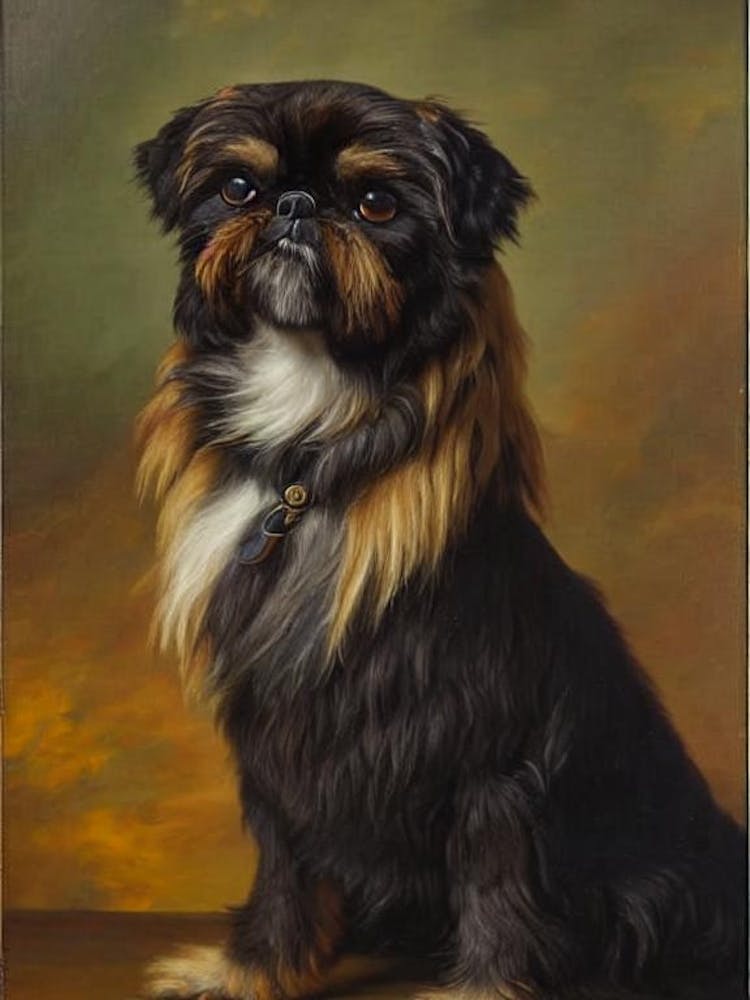 Brussels Griffon Renaissance Portrait Oil Painting