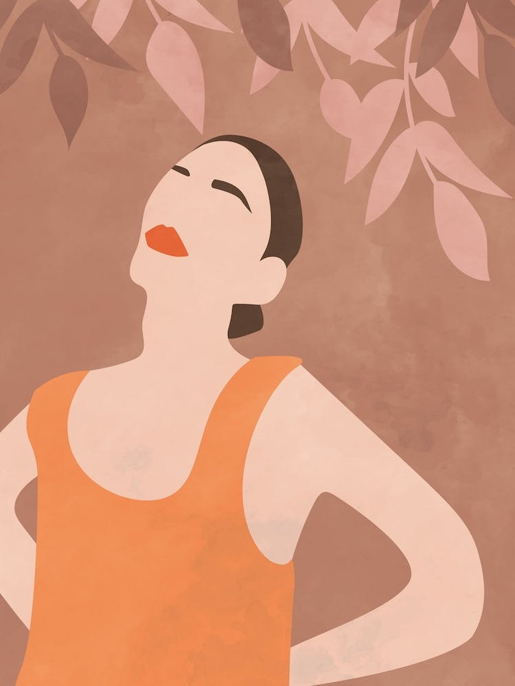 Mid Century Moderne Kunst, Boho Frau