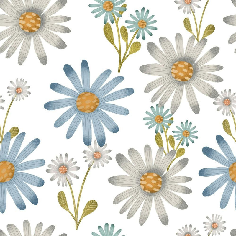 White and blue Daisy Pattern