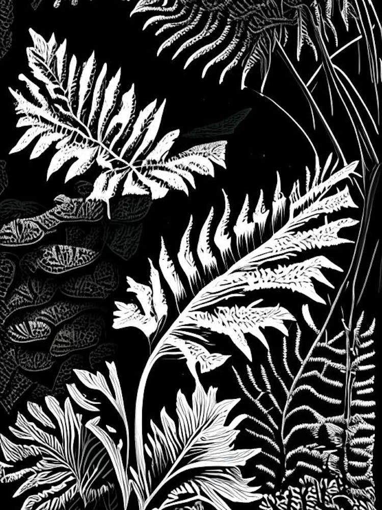 Water Fern Linocut