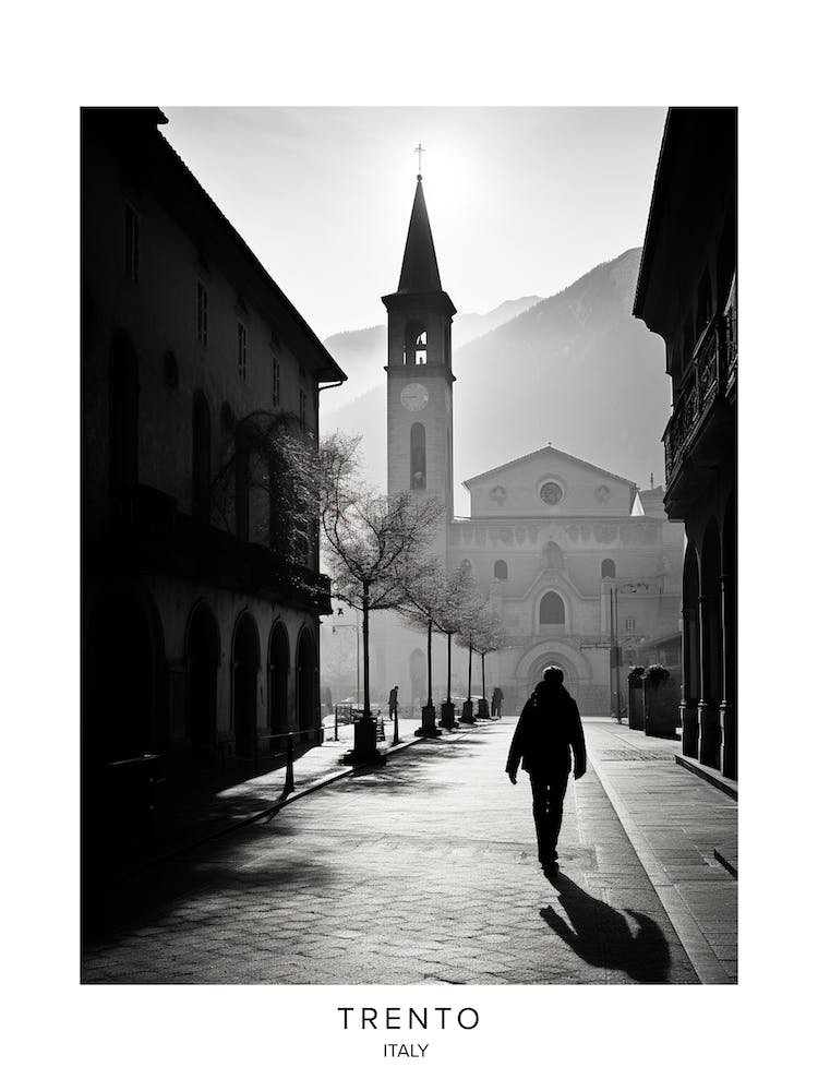 Poster von Trento, Italien, Schwarz-Weiß Analogfotografie 1