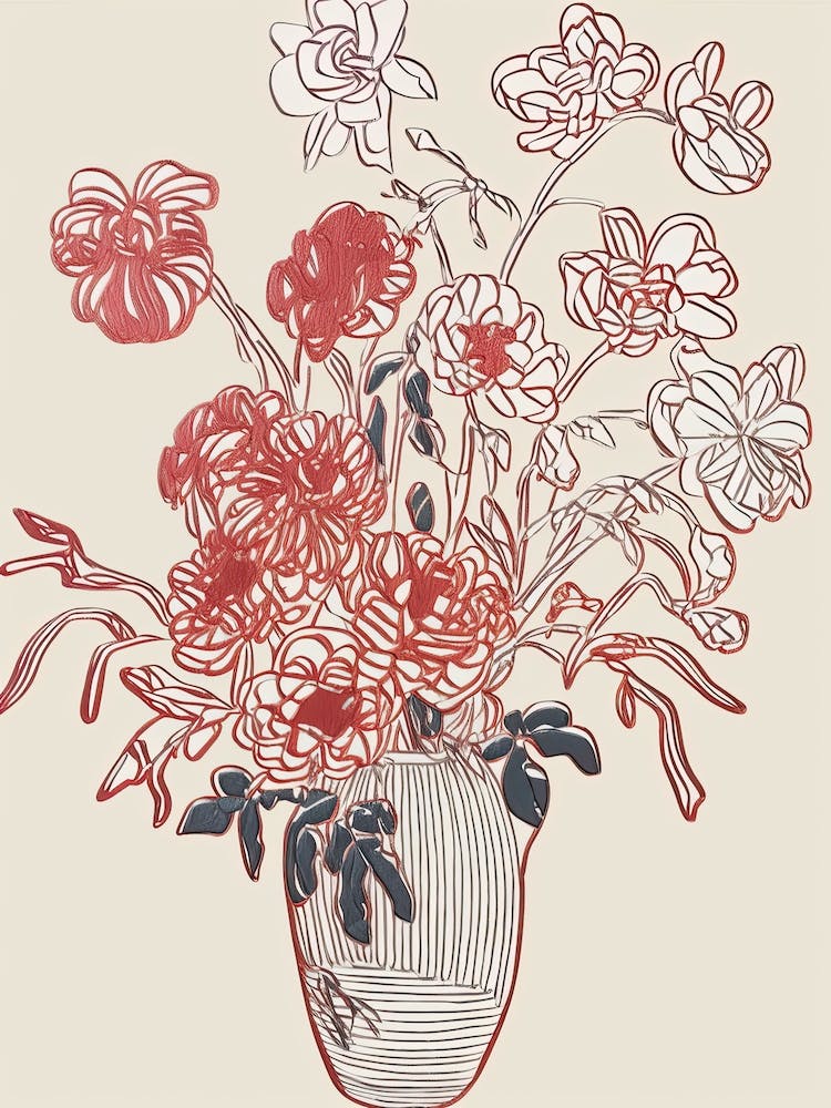 Floral Still Life Sketch Line Art 4