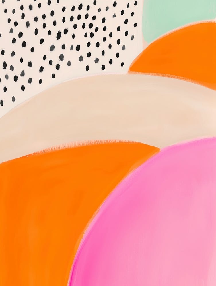 Pastell-orange-rosa Abstrakte Punktkunst, Gute-Laune-Sommer-Kunstdruck 2