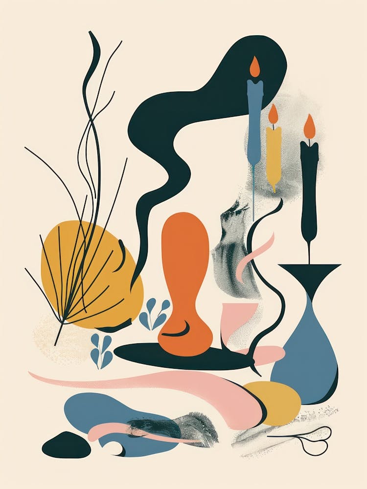 Abstract Candles Flowers 14