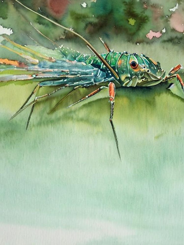 Aquarelle de Langouste en Livre d'Histoires
