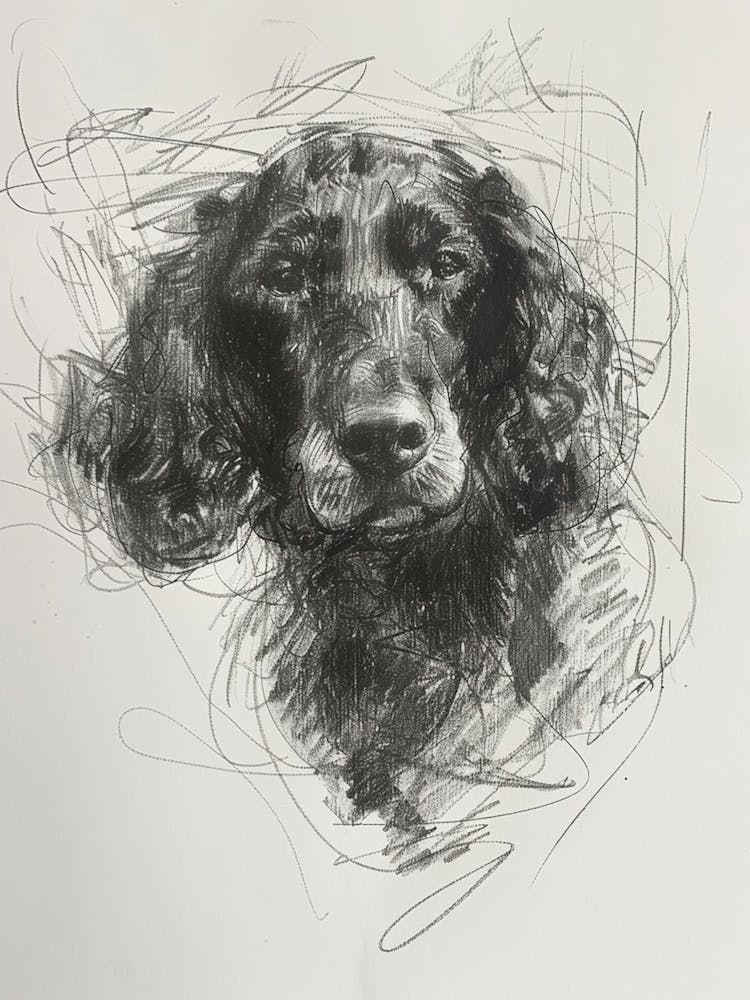 American Water Spaniel Dog Charcoal Line 3