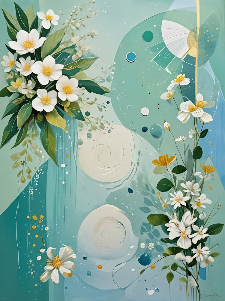Flowers In Blue And White no1