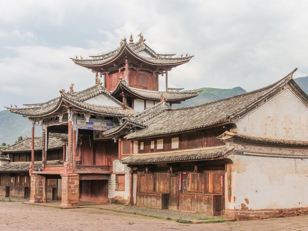 Market square in Shaxi in Yunnan, China