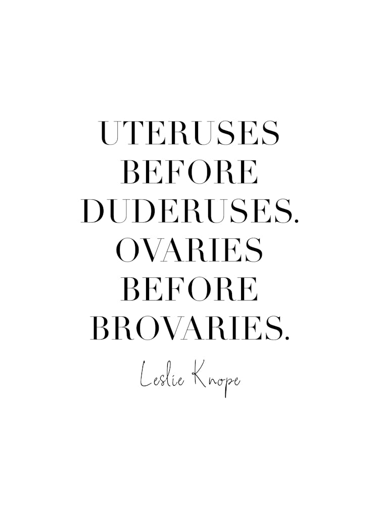 Uteruses Before Duderuses Ovaries Before Brovaries Leslie Knope Quote