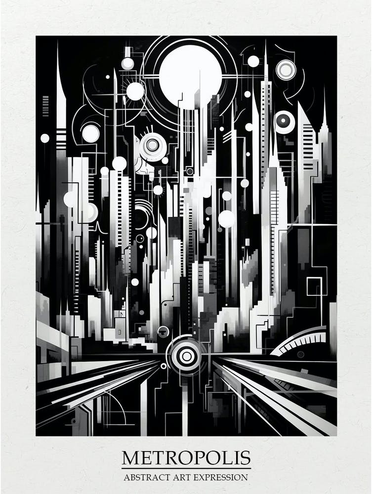 Metropolis Abstract Black And White 6 Poster