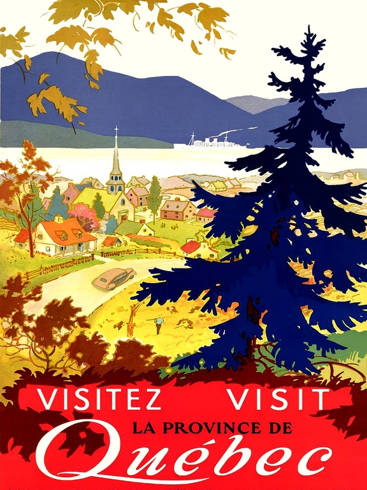 Quebec, Canada, Vintage Travel Poster