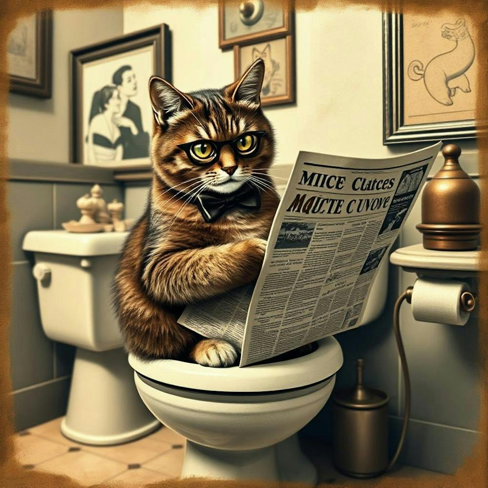 Cat Reading Newspaper 13