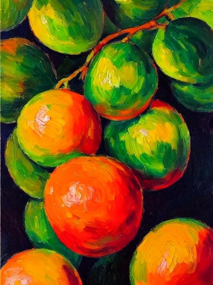 Pummelo Fruit Vibrant Matisse Inspired Painting Fruit