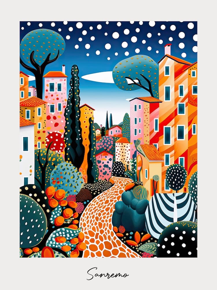 Poster Of Sanremo, Italy, Illustration In The Style Of Pop Art 2