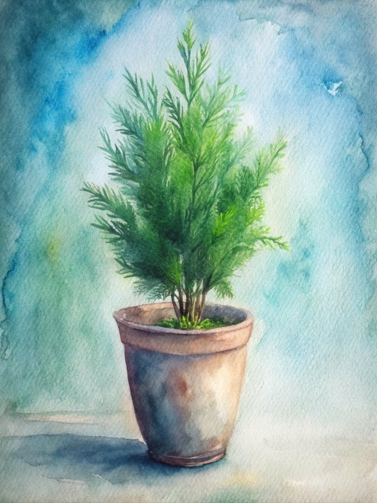 Watercolor Of A Pine Tree