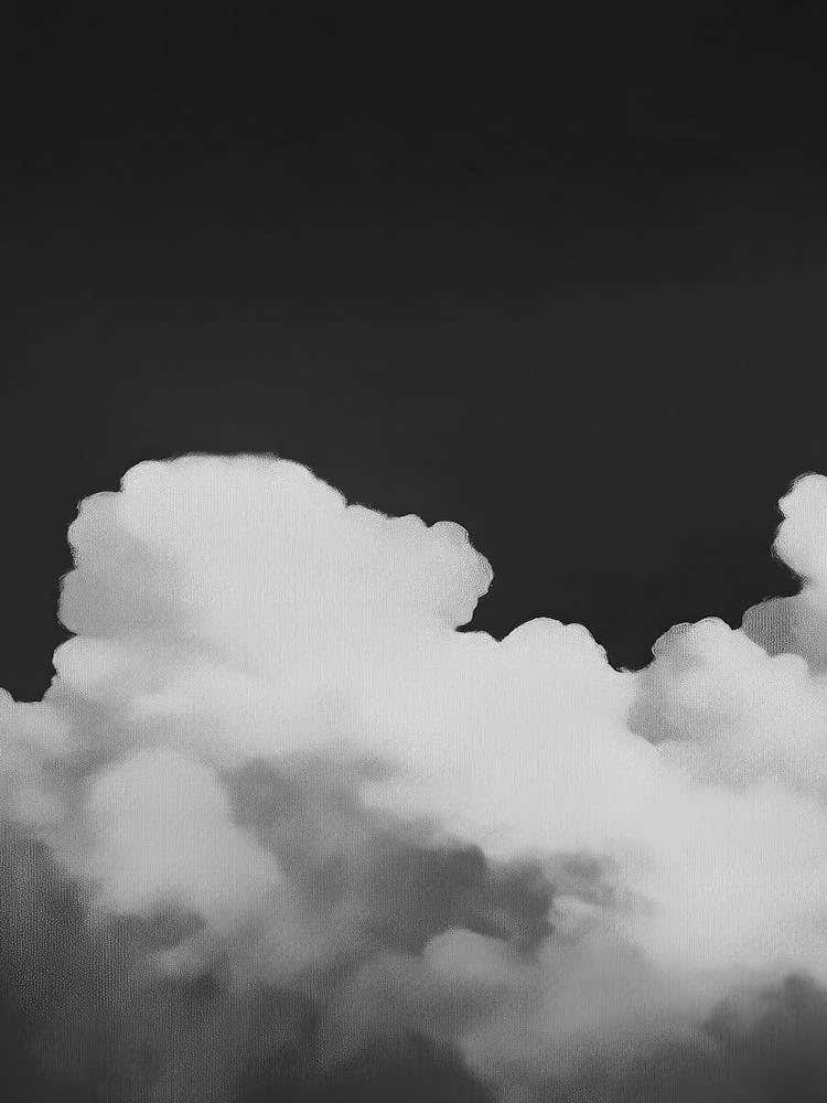 Cloud Wall Art Painting Black Night Sky Print Detail B