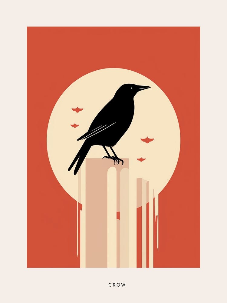 Minimalist Crow 2 Bird Poster