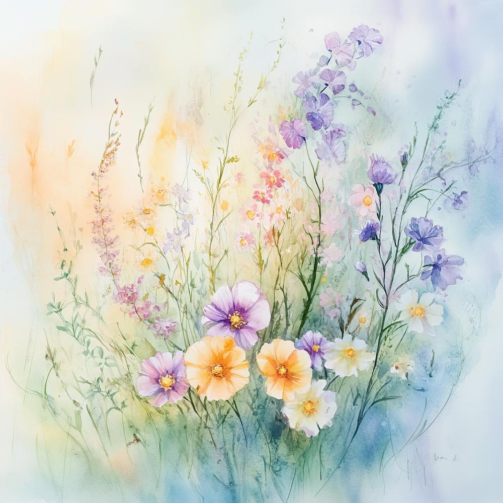 Whimsical Pastel Wildflowers 2