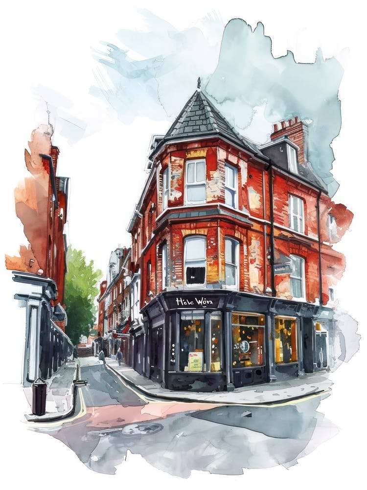 Harrow London Borough   Street Watercolour 2