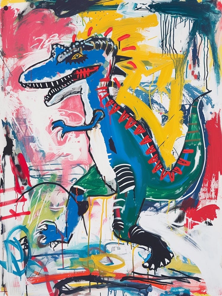 Abstract Paint Splash Primary Colour Dinosaur 6