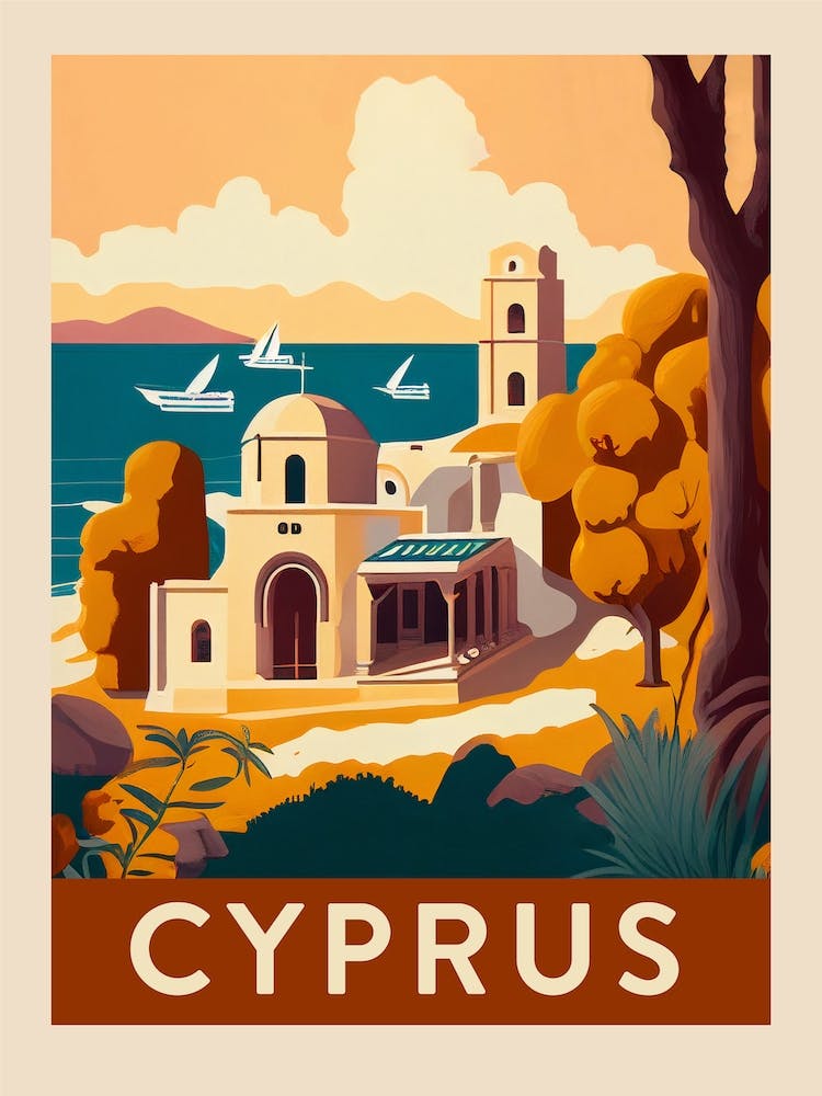 Cyprus Vintage Travel Poster
