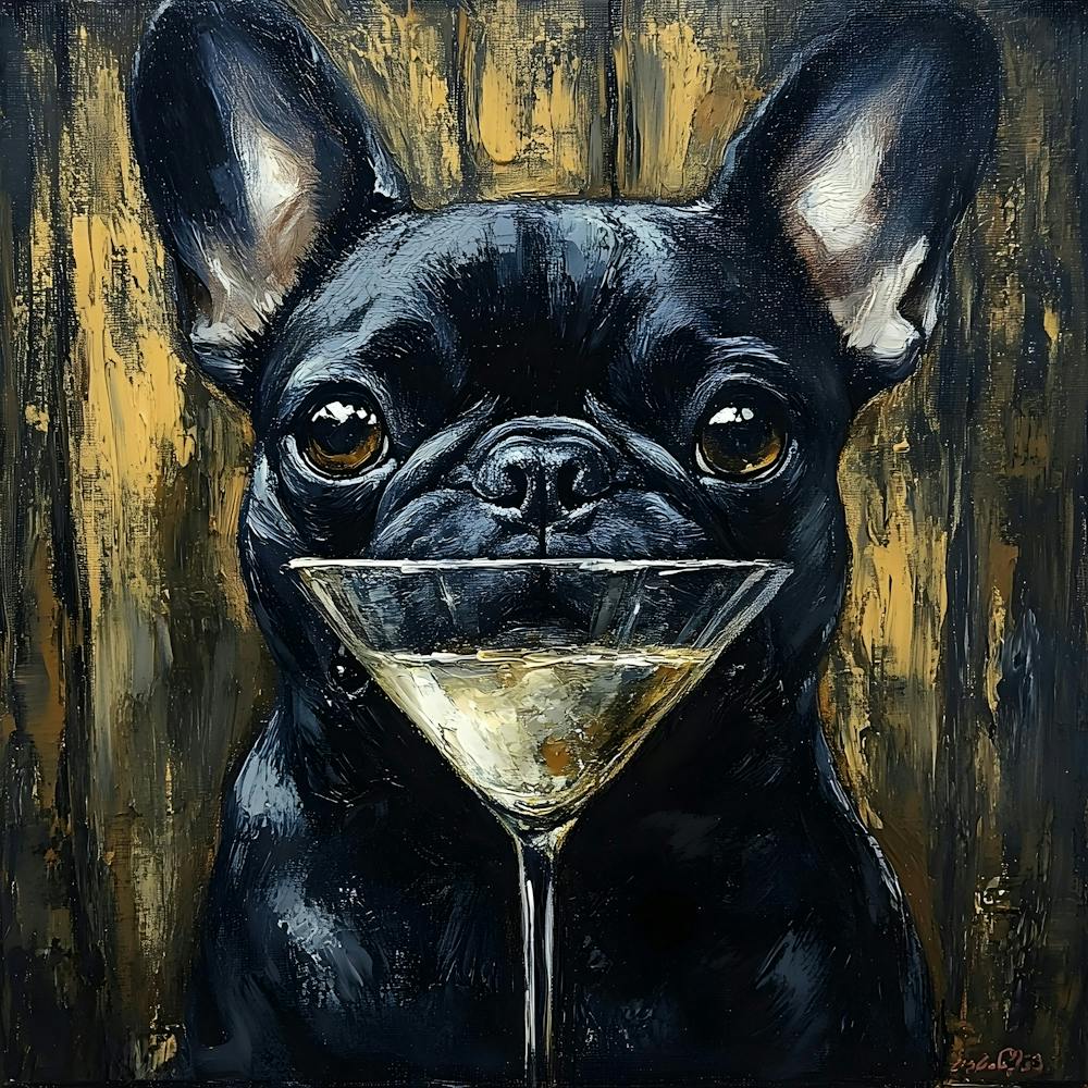 Frenchie With Martini 3