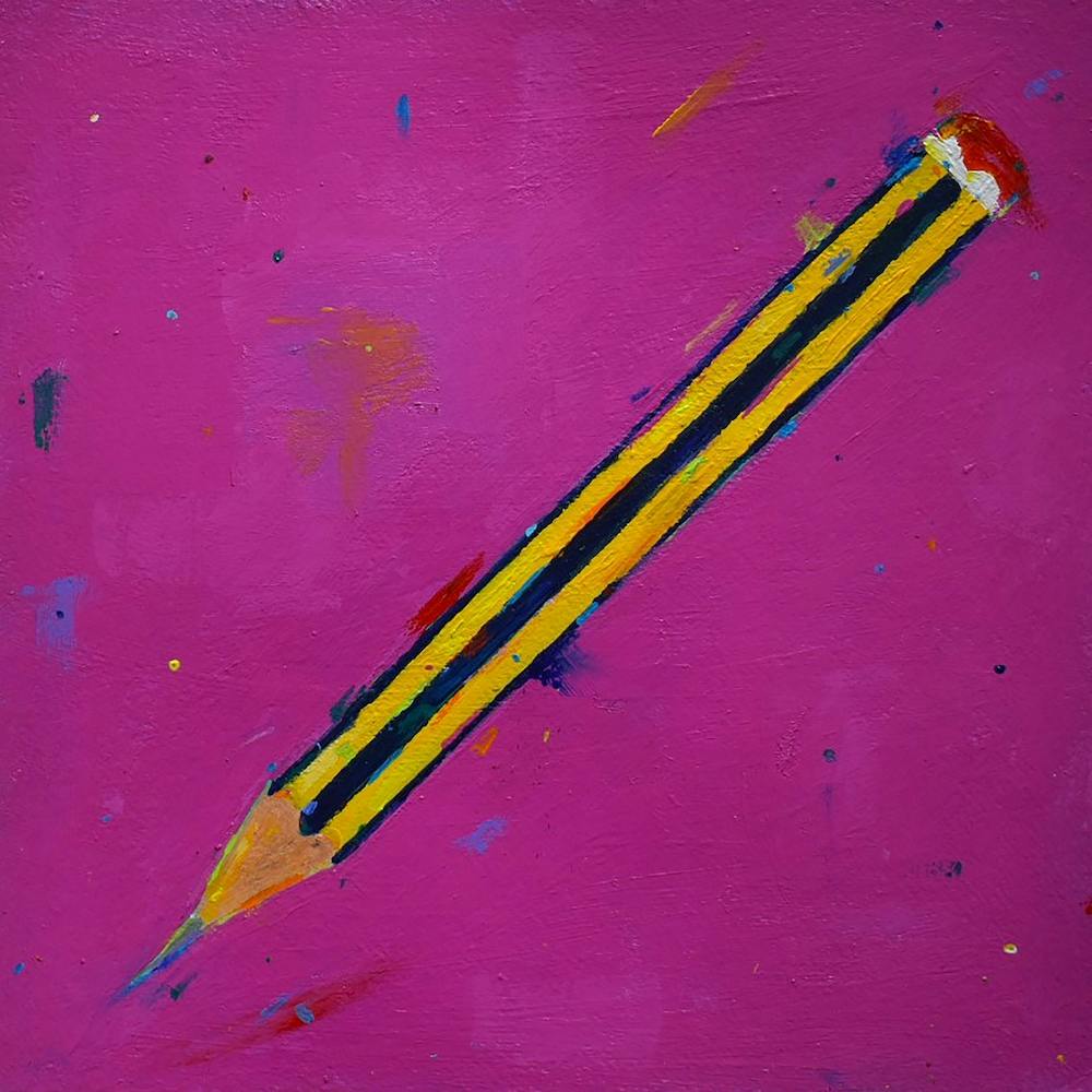 Pencil On Pink Square