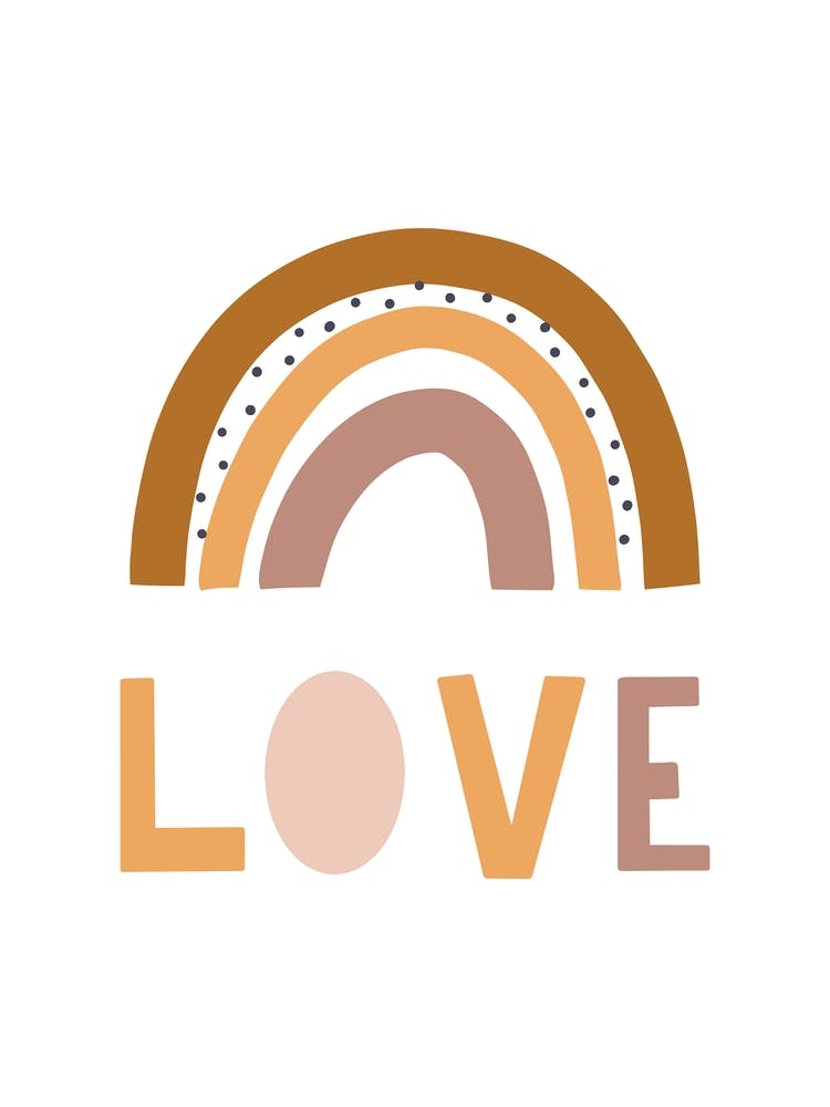 Boho Rainbow Style Love Lettering, Baby