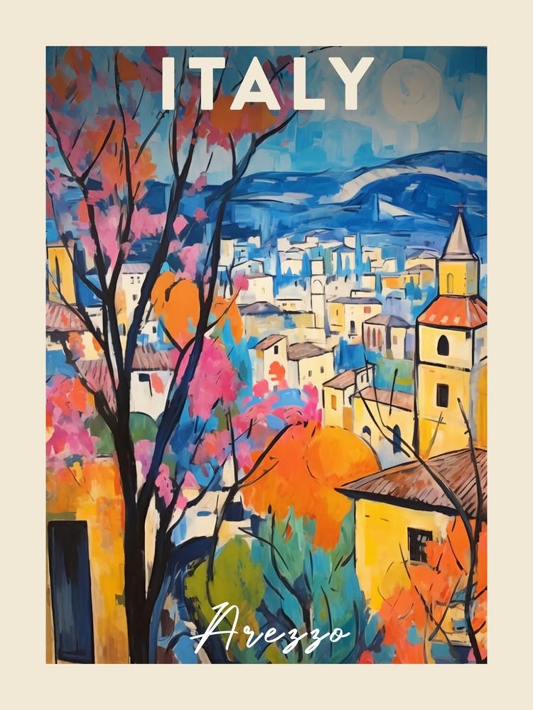 Arezzo Italy 1 Fauvist Painting  Travel Poster