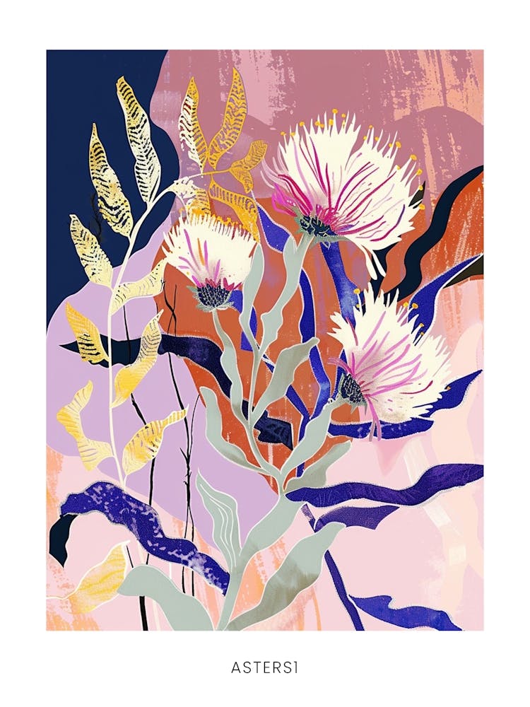 Bunte Blumen Illustration Poster Astern 11